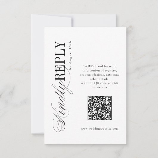 Elegant Timeless Typography Simple QR code wedding 出欠カード (正面)