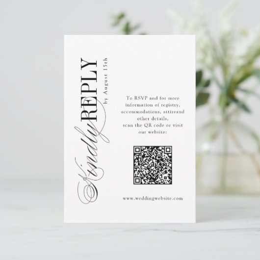 Elegant Timeless Typography Simple QR code wedding 出欠カード (スタンド正面)