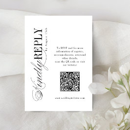 Elegant Timeless Typography Simple QR code wedding 出欠カード