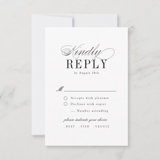 Elegant Timeless Typography Simple Wedding 出欠カード (正面)