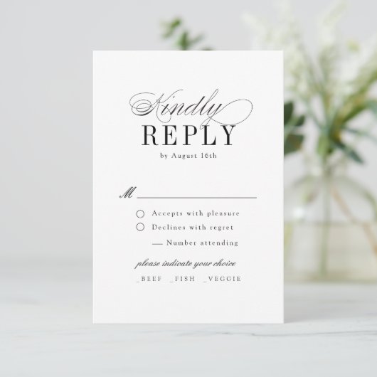 Elegant Timeless Typography Simple Wedding 出欠カード (スタンド正面)