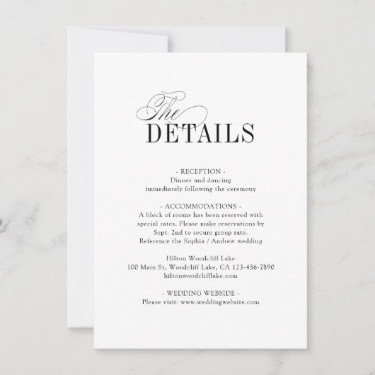 Elegant Timeless Typography Simple Wedding Details ノートカード (正面)