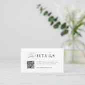 Elegant Timeless Typography Simple Wedding Details プレイスカード (スタンド正面)