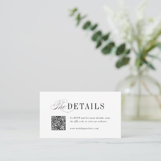 Elegant Timeless Typography Simple Wedding Details プレイスカード (スタンド正面)