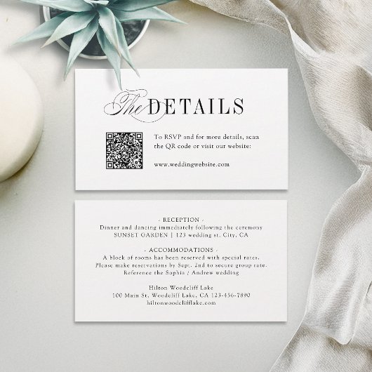 Elegant Timeless Typography Simple Wedding Details プレイスカード