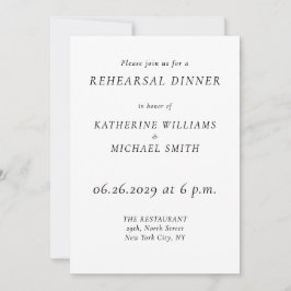 Elegant Timeless Wedding Rehearsal Invitations 招待状