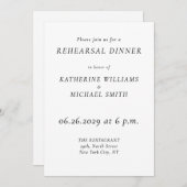 Elegant Timeless Wedding Rehearsal Invitations 招待状 (正面/裏面)