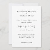 Elegant Timeless White Wedding Invitations 招待状 (正面)