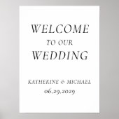 Elegant Timeless White Wedding Reception Sign ポスター (正面)