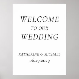 Elegant Timeless White Wedding Reception Sign ポスター