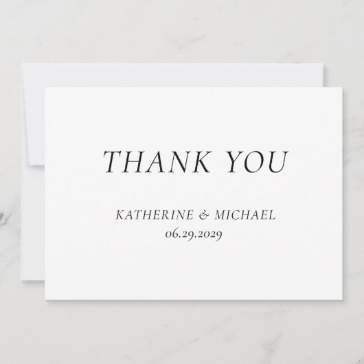 Elegant Timeless White Wedding Thank You Cards サンキューカード (正面)
