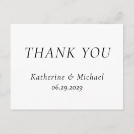 Elegant Timeless White Wedding Thank You Postcards ポストカード