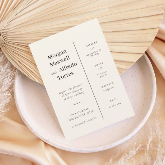 Elegant Timeline Ceremony & Reception Details 招待状