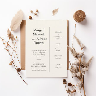 Elegant Timeline Ceremony & Reception Details 招待状