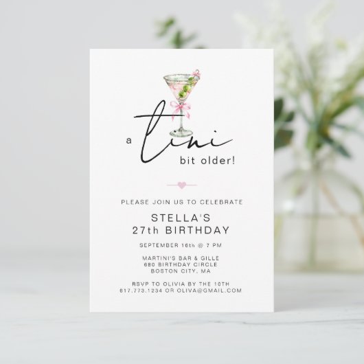 Elegant Tini Bit Older Birthday Party 招待状 (スタンド正面)