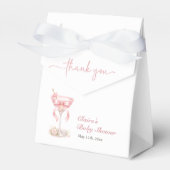 Elegant Tini One Pink Bow Girl Baby Shower フェイバーボックス (正面サイド)