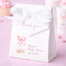 Elegant Tini One Pink Bow Girl Baby Shower フェイバーボックス