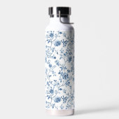 Elegant Toile Blue and White Botanical Vintage ウォーターボトル (左面)