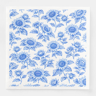 Elegant Toile du Jouy Sunflowers – Blue Botanical 