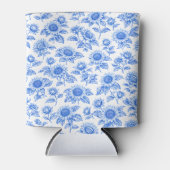 Elegant Toile du Jouy Sunflowers – Blue Botanical  缶クーラー (正面)
