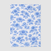 Elegant Toile du Jouy Sunflowers – Blue Botanical  薄葉紙 (正面)
