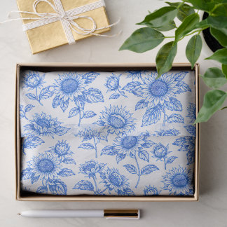 Elegant Toile du Jouy Sunflowers – Blue Botanical  薄葉紙