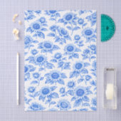 Elegant Toile du Jouy Sunflowers – Blue Botanical  薄葉紙 (クラフト)