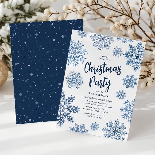Elegant Toile Snowflake Christmas Party 招待状