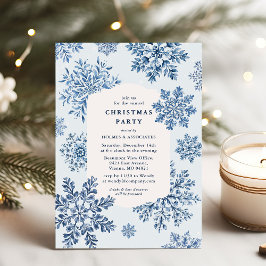 Elegant Toile Snowflake Christmas Party 招待状