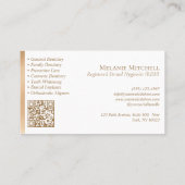 Elegant Tooth & Leaf Dental Practice Gold Qr Code 名刺 (裏面)