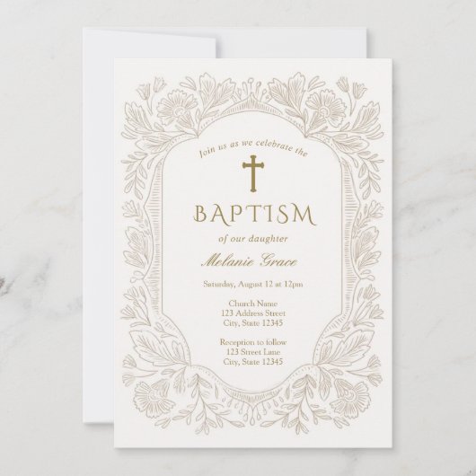 Elegant Traditional Baptism Invitation 招待状 (正面)