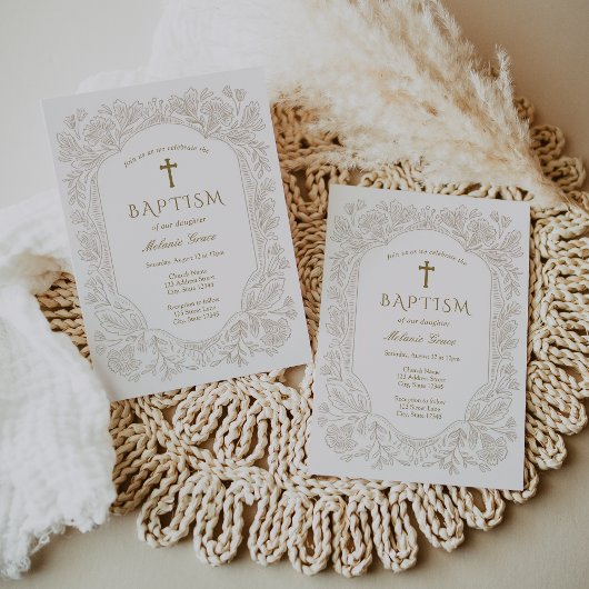 Elegant Traditional Baptism Invitation 招待状