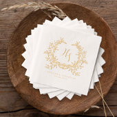 Elegant Traditional Classic Monogram Crest Wedding 箔ナプキン