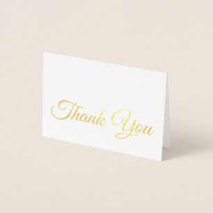 Elegant Traditional Gold Script Thank You 箔カード