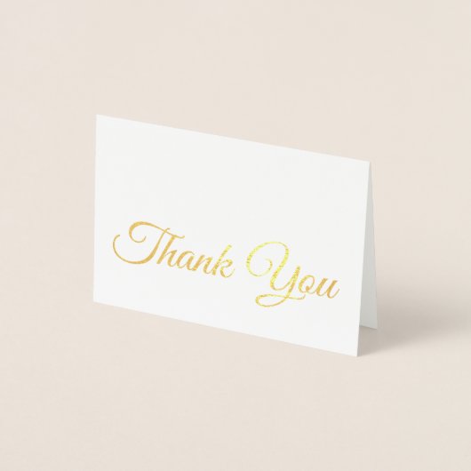 Elegant Traditional Gold Script Thank You 箔カード (正面)