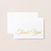Elegant Traditional Gold Script Thank You 箔カード (封筒付き正面)