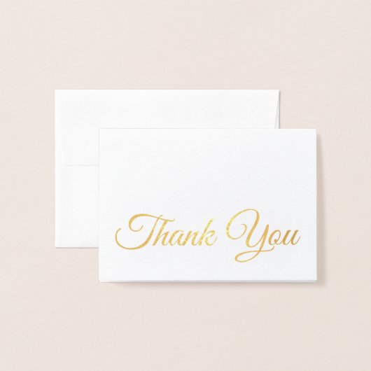 Elegant Traditional Gold Script Thank You 箔カード (封筒付き正面)
