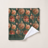 Elegant Traditional Red & Gold Christmas Baubles バスタオルセット (ウォッシュタオル)