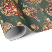 Elegant Traditional Red & Gold Christmas Baubles  ラッピングペーパー (ロールコーナー)