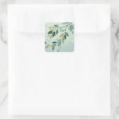 Elegant Translucent Green and Gold Leaves スクエアシール (バッグ)