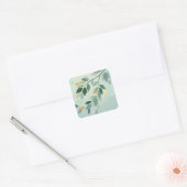 Elegant Translucent Green and Gold Leaves スクエアシール (封筒)