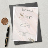 Elegant Transparent Marbled 60th Birthday  アクリル招待状