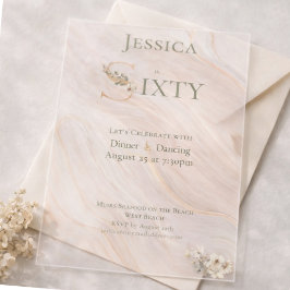 Elegant Transparent Marbled 60th Birthday  アクリル招待状