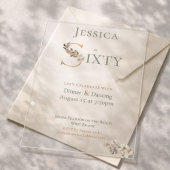 Elegant Transparent Marbled 60th Birthday  アクリル招待状