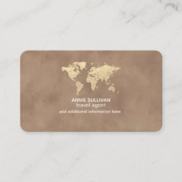 Elegant Travel Agent World Map Old Brown 名刺