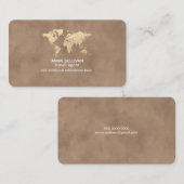 Elegant Travel Agent World Map Old Brown 名刺 (正面/裏面)