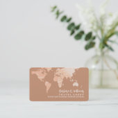 Elegant Travel Agent world map terracotta brown 名刺 (スタンド正面)