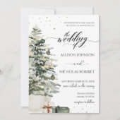 Elegant Tree lights winter christmas wedding 招待状 (正面)