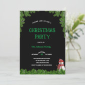 Elegant tree pine CHRISTMAS PARTY Black green   招待状 (スタンド正面)