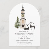 Elegant Tree Reindeer Christmas Corporate Party 招待状 (正面)